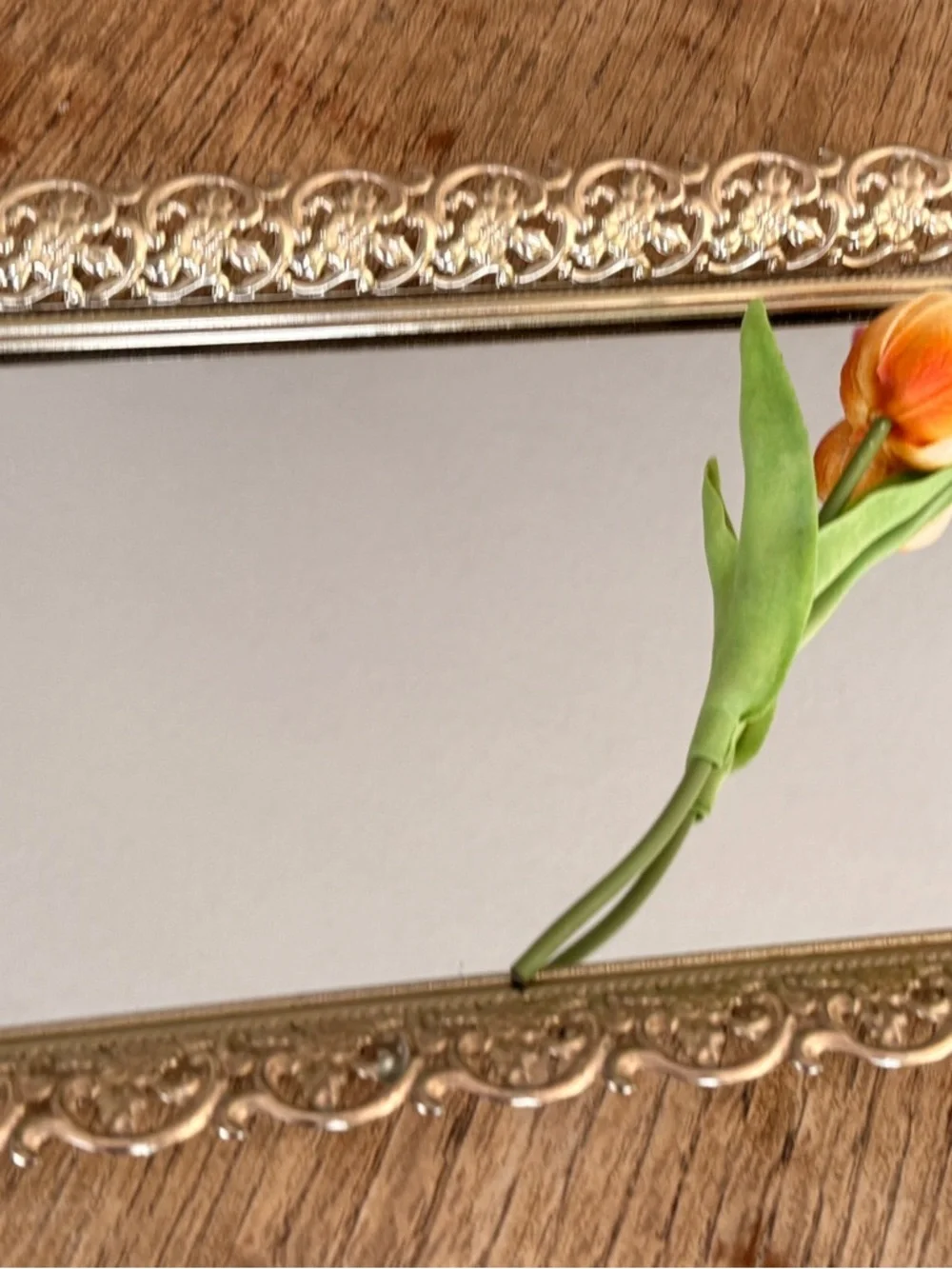 Ornate brass Decorative Vanity Tray Mirror
